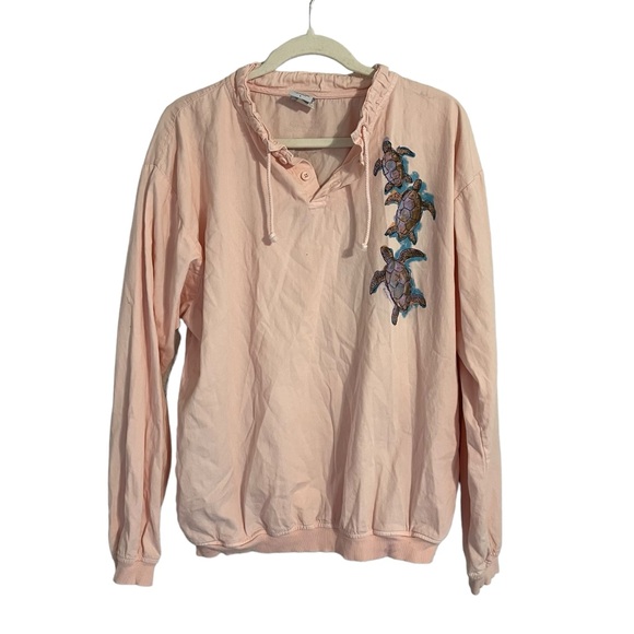 Crazy Shirts Hawaii Tops - Crazy Shirts Hawaii Hanu Hanu Turtle Pink Pullover